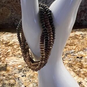 Natural Brown Beaded Women’s stretch bracelet - Layered Boho Style